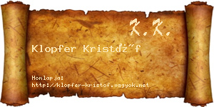 Klopfer Kristóf névjegykártya
